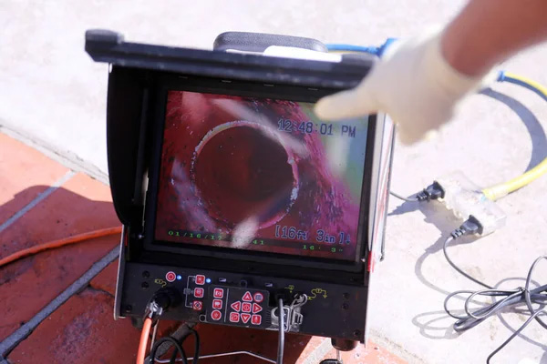 Clogged sewer main service in MN. Camera line inspection
